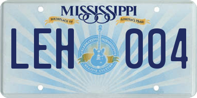 MS license plate LEH004