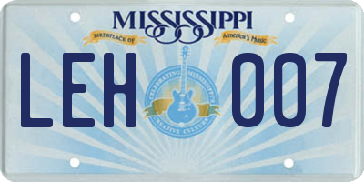 MS license plate LEH007