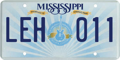 MS license plate LEH011