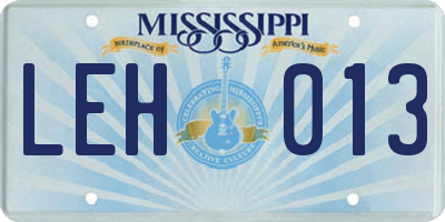 MS license plate LEH013