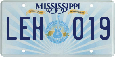 MS license plate LEH019