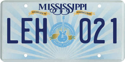 MS license plate LEH021