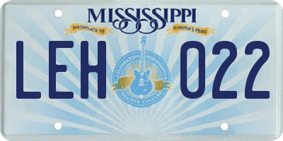 MS license plate LEH022
