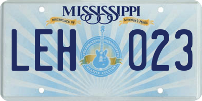 MS license plate LEH023
