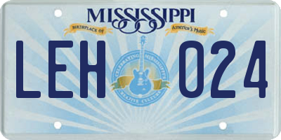 MS license plate LEH024