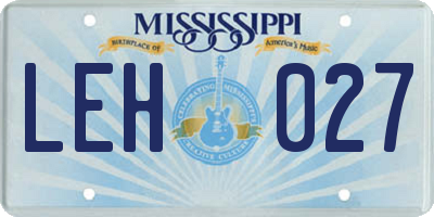 MS license plate LEH027