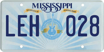 MS license plate LEH028