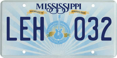 MS license plate LEH032