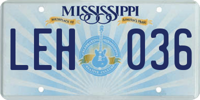 MS license plate LEH036