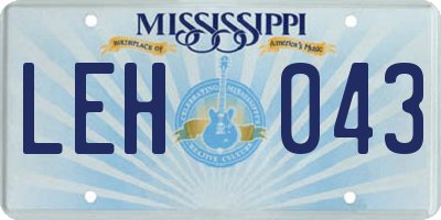 MS license plate LEH043