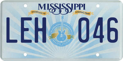 MS license plate LEH046