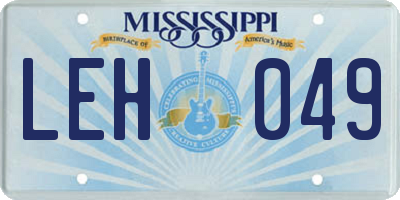 MS license plate LEH049