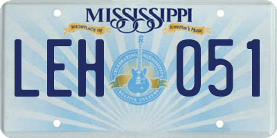 MS license plate LEH051