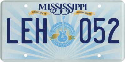 MS license plate LEH052