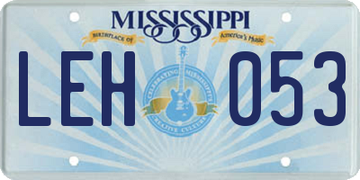 MS license plate LEH053