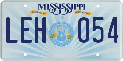 MS license plate LEH054