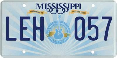 MS license plate LEH057