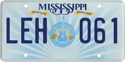 MS license plate LEH061