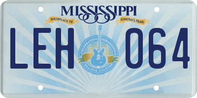 MS license plate LEH064