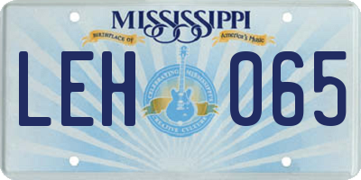 MS license plate LEH065
