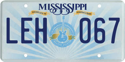 MS license plate LEH067