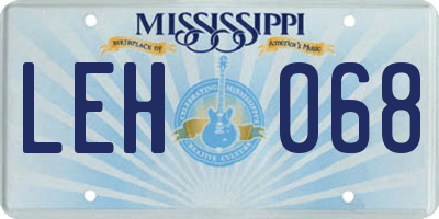 MS license plate LEH068