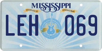 MS license plate LEH069