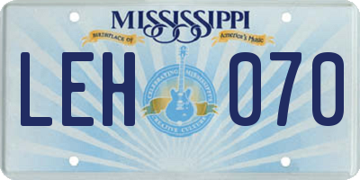 MS license plate LEH070