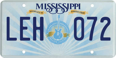 MS license plate LEH072