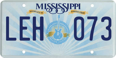 MS license plate LEH073