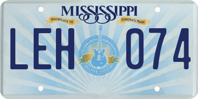 MS license plate LEH074