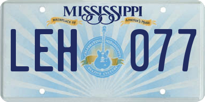 MS license plate LEH077