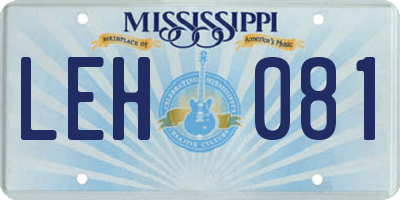 MS license plate LEH081