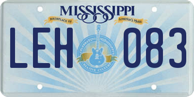 MS license plate LEH083