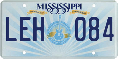MS license plate LEH084