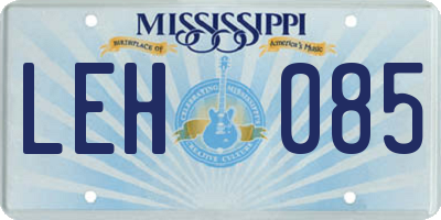 MS license plate LEH085