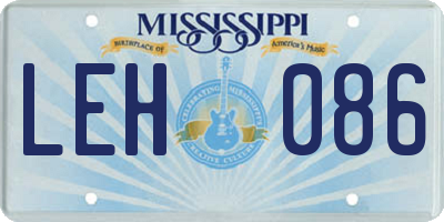 MS license plate LEH086