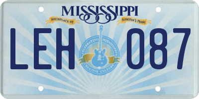 MS license plate LEH087