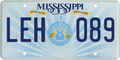 MS license plate LEH089