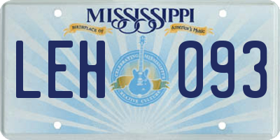MS license plate LEH093