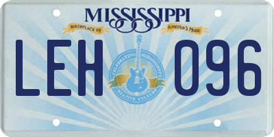 MS license plate LEH096