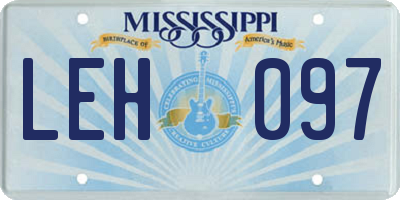 MS license plate LEH097