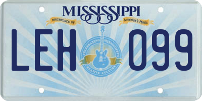 MS license plate LEH099