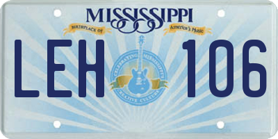 MS license plate LEH106