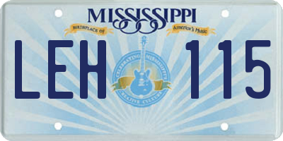 MS license plate LEH115