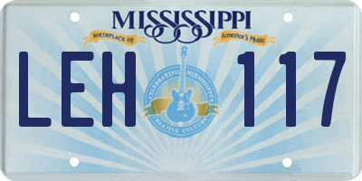 MS license plate LEH117