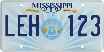 MS license plate LEH123