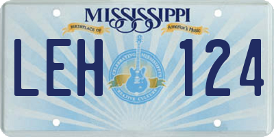 MS license plate LEH124