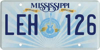 MS license plate LEH126