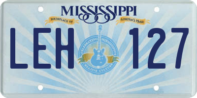 MS license plate LEH127
